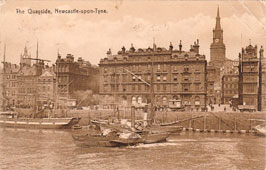 Newcastle upon Tyne. Quayside on River Tyne, steamships