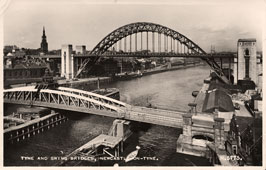 Newcastle upon Tyne. Tyne and Swing Bridges, 1951