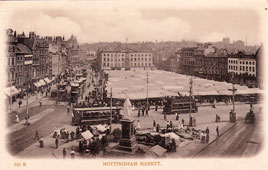 Nottingham. Market, Trams, 1918