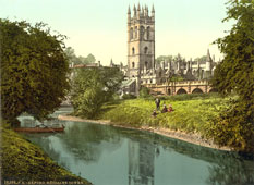 Oxford. Magdalen Tower, from the river, 1890