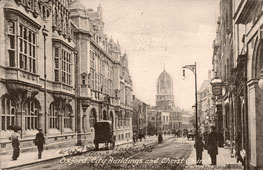 Oxford. View to city buildings, street and Christ Church, 1919