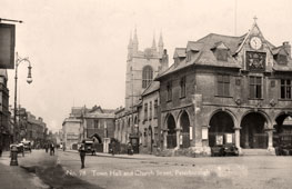 Peterborough. Town Hall and Church Street in the mid 1930's