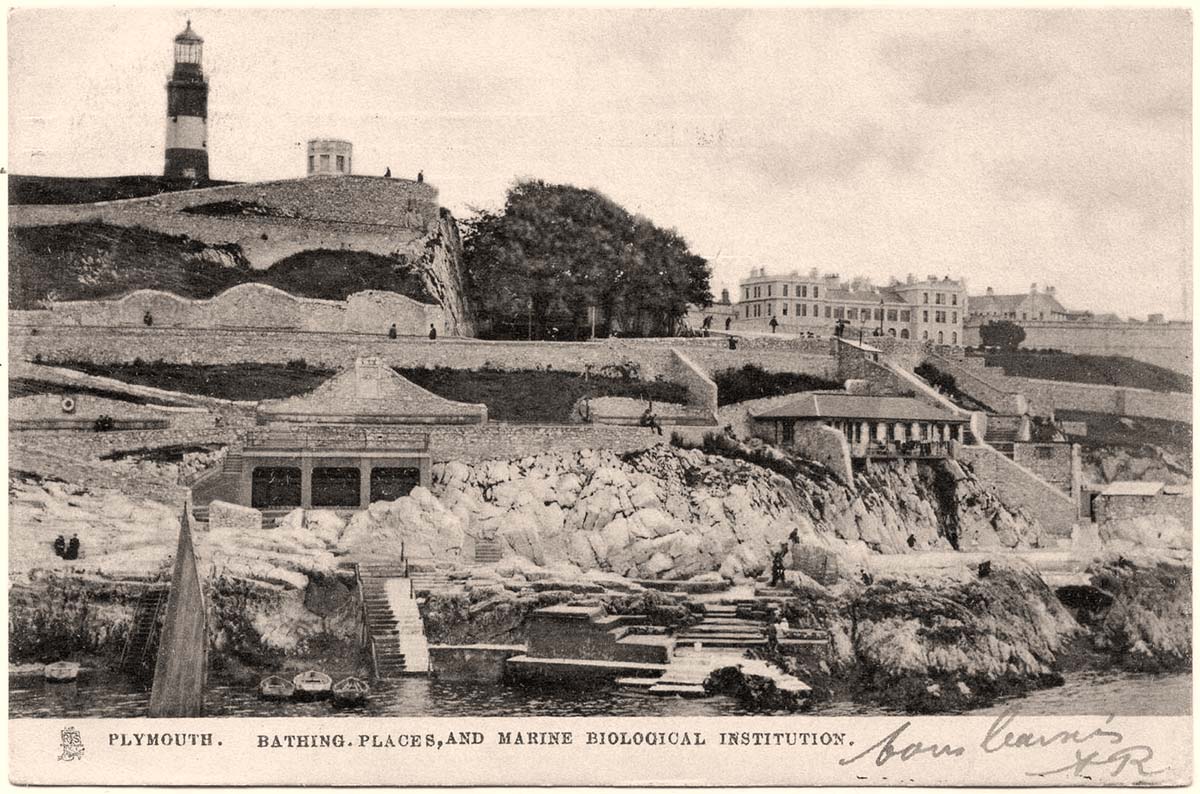 Plymouth. Marine Biological Institution and Lighthouse, 1906