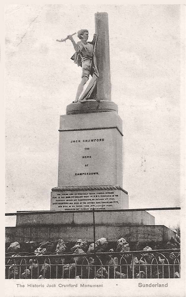 Sunderland. Historic Jack Crawford Monument, Hero of Camperdown, 1904
