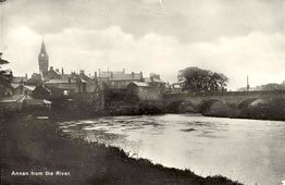Annan. Panorama of town from the River