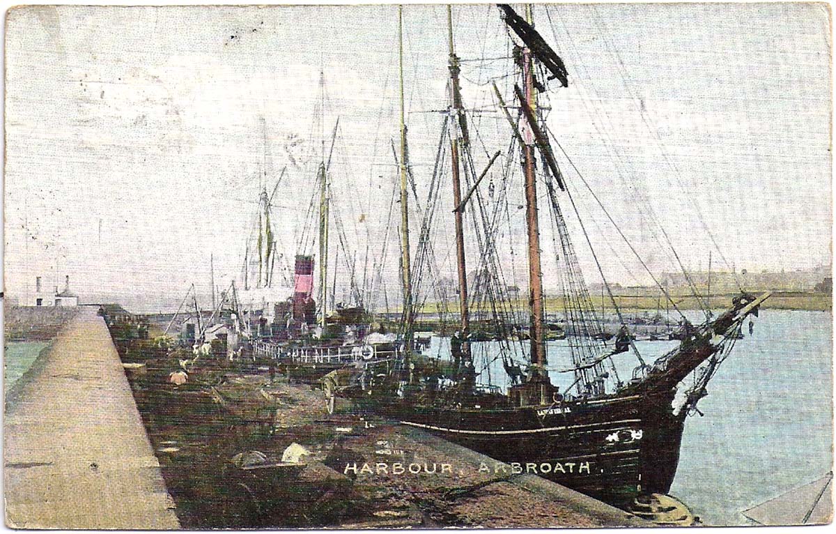Arbroath (Aberbrothock). Boats in Harbour, 1907
