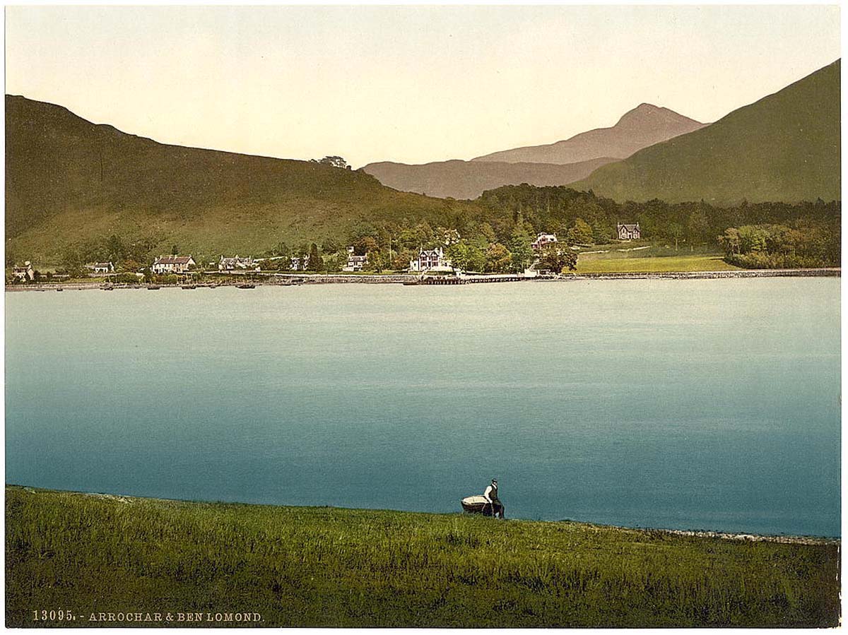 Arrochar. Panorama of village and Ben Lomond mountain, circa 1890