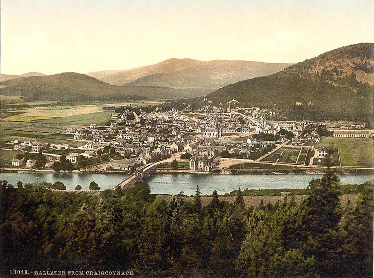 Ballater. Panorama of village from Craigcoynach, circa 1890