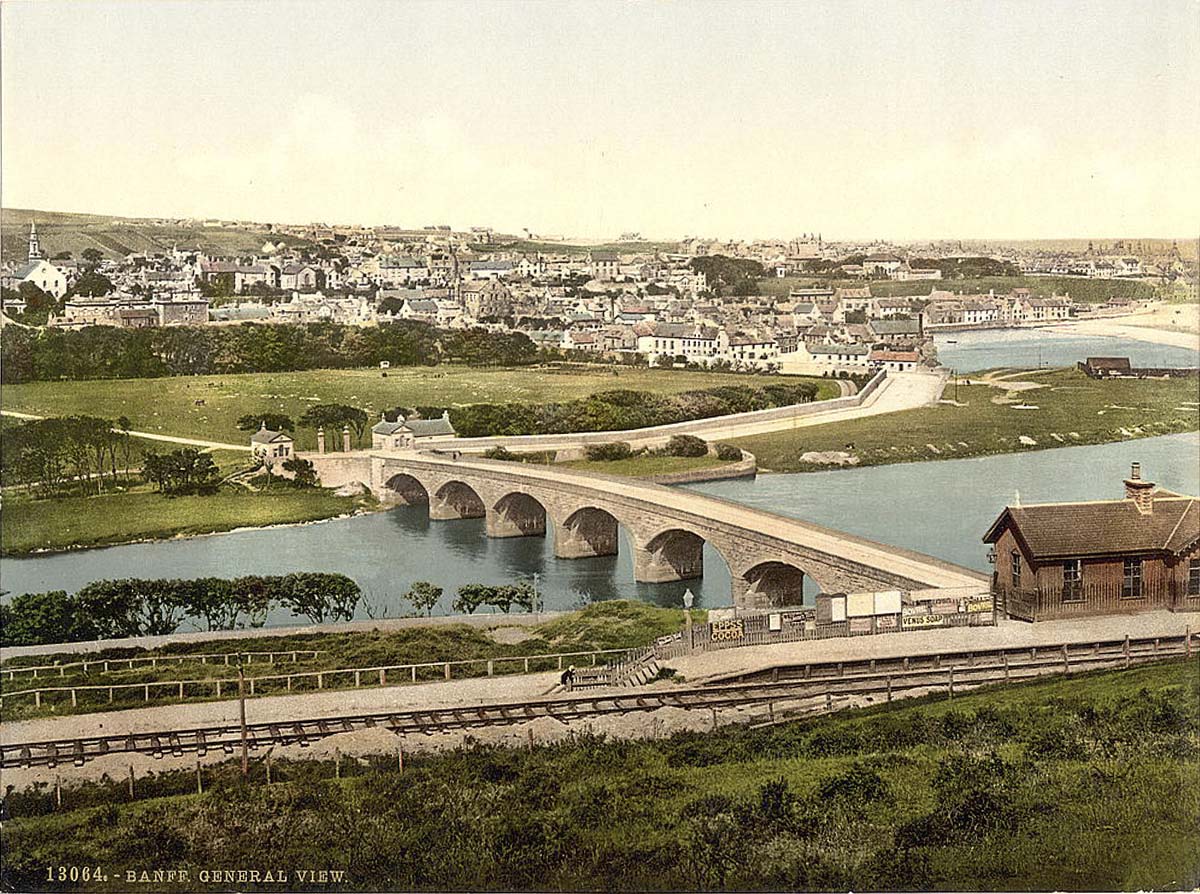 Banff. Panorama of the town and bridge over the River Deveron