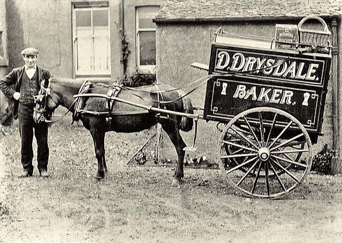 Broxburn. David Drysdale and his horse and cart, around 1910