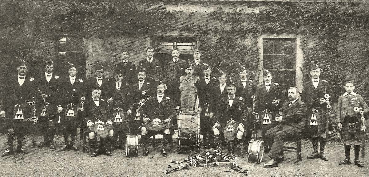 Broxburn. Dr Kelso and famous Lothian Pipe Band