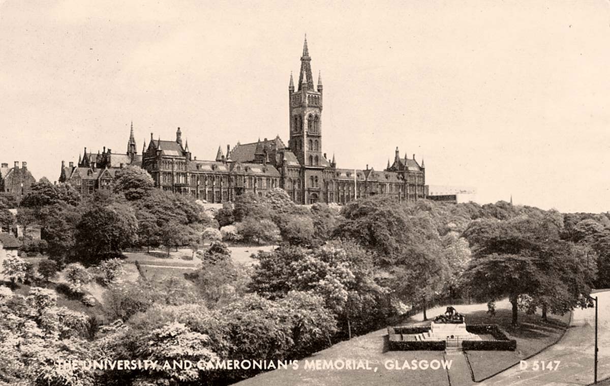Glasgow. University and Cameronians memorial, 1964