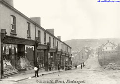 Aberbargoed. Commercial street, shops, 1900s