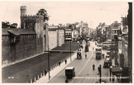 Cardiff. Duke street and Castle, 1940