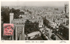 Cardiff. Duke street, view from Castle Tower, 1910