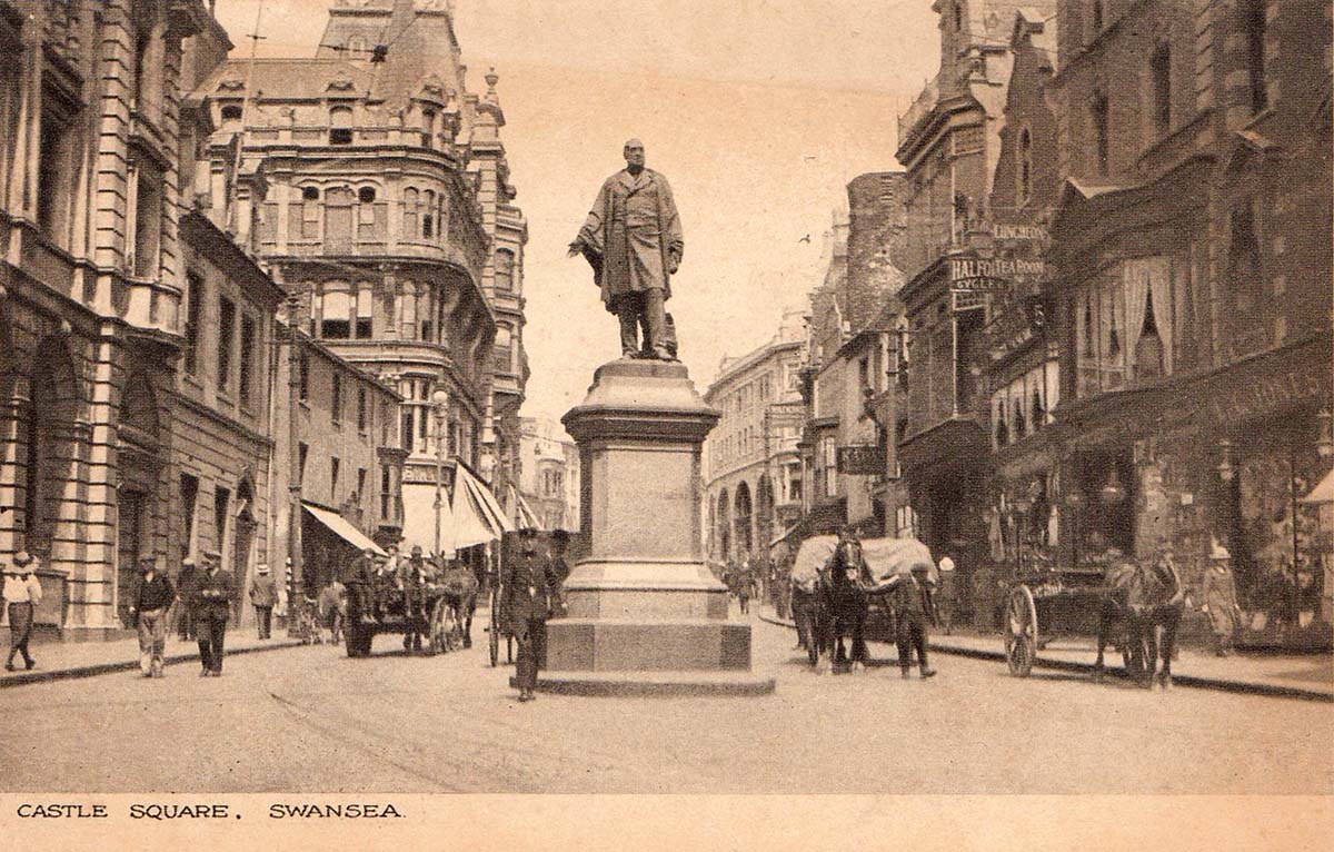 Swansea. Castle Square with Henry Hussey Vivian Monument