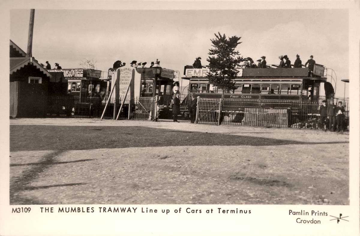 Swansea. Mumbles Tramway, Line up of Cars